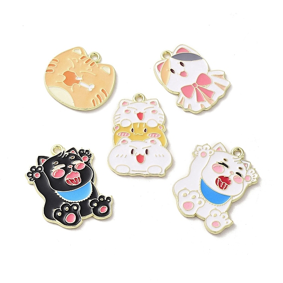 Подвески из эмали и сплава, золотые, форма кошки