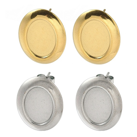 304 Настройки серьги из нержавеющей стали, ионное покрытие (ip), овальные