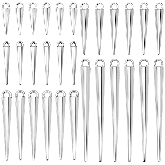 80Pcs 5 Styles Alloy Pendants, Cone Charms
