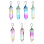 14шт 7 цвета граненые круглые стеклянные остроконечные подвески, со сплавочной фурнитурой