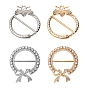 4Pcs Flat Round with Bowknot/Bee Alloy Buckles, with Crystal Rhinestone