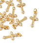 SHEGRACE Brass Micro Pave Clear Cubic Zirconia Pendants, Cadmium Free & Nickel Free & Lead Free, Cross Charms