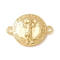 Brass Connector Charms, Flat Round with Divine Child Jesus Links