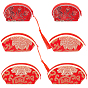 6Pcs 3 Style Polyester Gift Packing Pouches, with Tassel and Zipper, Flower Pattern