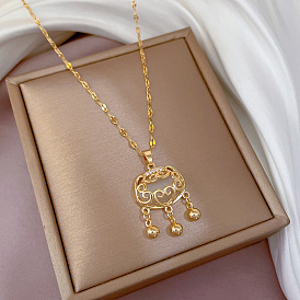 Tassel Longevity Lock Pendant Lock Collarbone Chain Jewelry for Women.