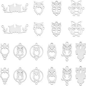 20Pcs 10 Style 201 Stainless Steel Links Connectors, Owl