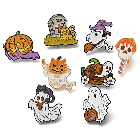 Halloween Theme Enamel Pins, Alloy Brooch, Ghost/Tombstone/Pumpkin/Skull