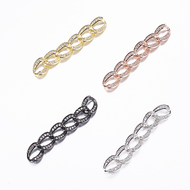 Brass Micro Pave Cubic Zirconia Links, Strip