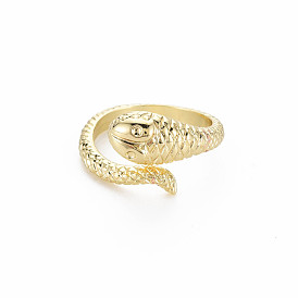 Snake Shape Rack Plating Alloy Cuff Rings, Open Rings, Cadmium Free & Lead Free