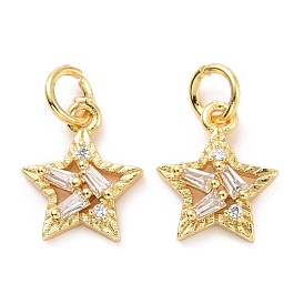 Micro latón allanan encantos de circonio cúbico, con anillos de salto, larga duración plateado, sin plomo y cadmio, la luz de oro, estrella