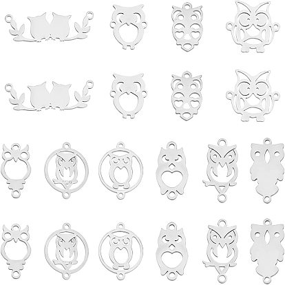 20Pcs 10 Style 201 Stainless Steel Links Connectors, Owl
