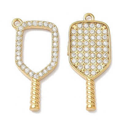 Спортивная тематика 304 подвески из нержавеющей стали с микропаве и прозрачными кубическими циркониями, ионное покрытие (ip), подвески для ракеток для пиклбола