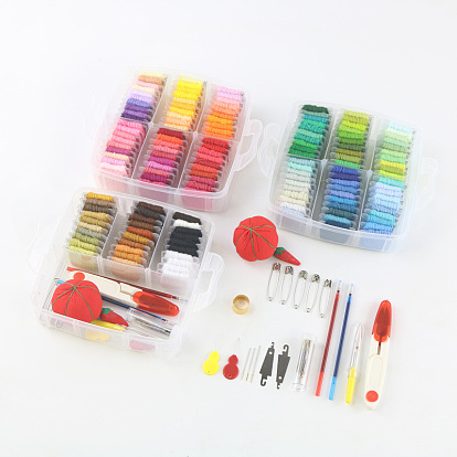 Cross-stitch three-layer thread box set, wound thread board, 150 color threads, embroidery tools, sewing box