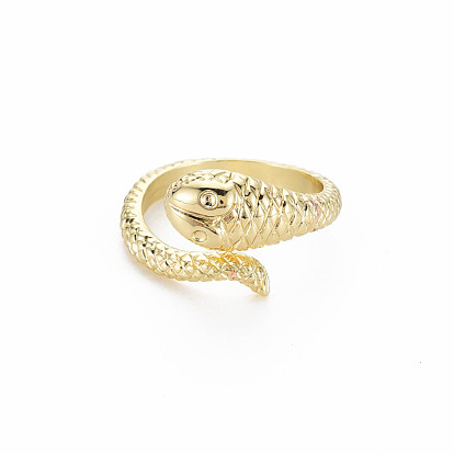 Snake Shape Rack Plating Alloy Cuff Rings, Open Rings, Cadmium Free & Lead Free