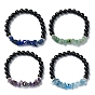 4 шт. 4 стиль, набор эластичных браслетов из натуральных смешанных драгоценных камней и стекла, расшитых бисером от сглаза, штабелируемые браслеты с чакрой