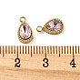 Real 14K Gold Plated 304 Stainless Steel Pendants, with Glass, Teardrop