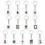 13Pcs Resin Keychains, Mahjong, with Iron Rings