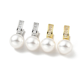 Boucles d'oreilles pendantes en perles de plastique avec zircone cubique transparente, boucles d'oreilles à charnière en laiton pour femme, sans plomb et sans cadmium et sans nickel