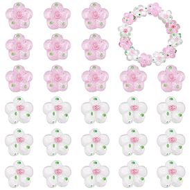 30 шт 2 цвета бусины лэмпворк ручной работы, неровный, цветок