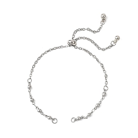 304 изготовление браслетов из цепей с шариковыми звеньями из нержавеющей стали, с латунными скользящими бусинами