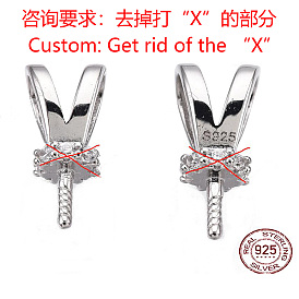 Plaqué rhodium 925 bélières d'oreille de lapin en argent sterling, pour la moitié de perles percées, sans nickel, avec cachet s
