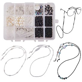 Cómo hacer un portavasos DIY, con porta gafas, grano de cristal, Latón chafas, Cuentas de concha, Perlas y espaciadores de cuentas de latón