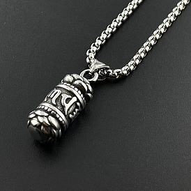 Ретро-винтаж 304 подвеска-мантра из нержавеющей стали с шестью словами