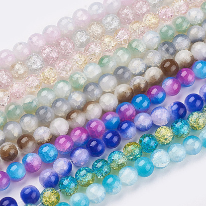 Crackle Glass Beads Strands, Round