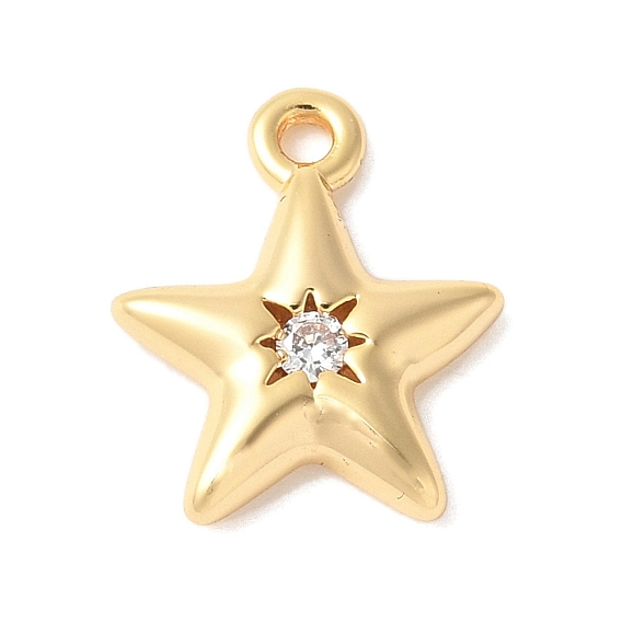 Латунные микропаве прозрачные подвески с фианитом, звезды прелести, стойки покрытие, прочное покрытие, без никеля 