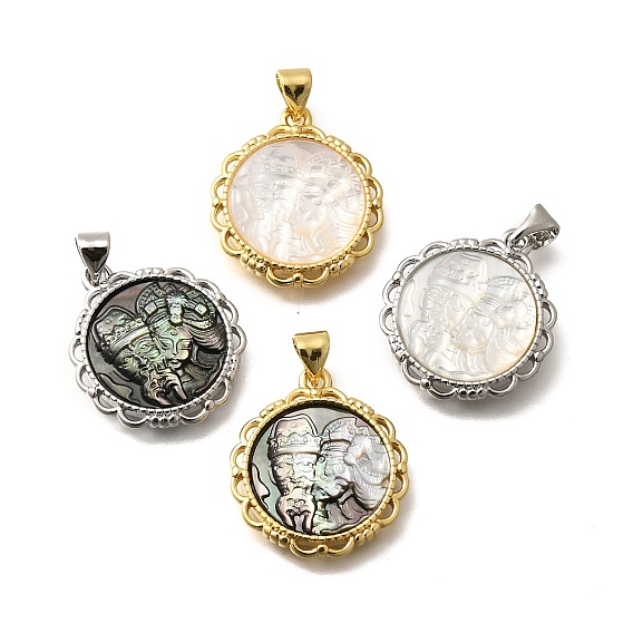 Латунь с резными подвесками из натуральной ракушки, стойки покрытие, плоско-круглые