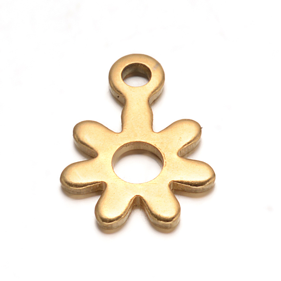 304 Подвески в виде цветов из нержавеющей стали с ионным покрытием (IP), 11.5x7.8x0.8 мм, отверстие : 1.5 мм