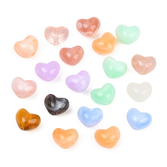 20шт. двухцветные непрозрачные акриловые бусины, имитирующие драгоценные камни, сердце