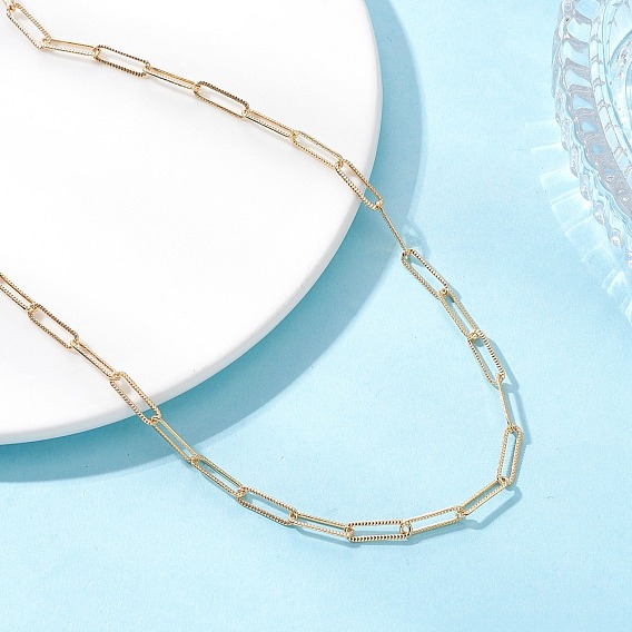 4мм латунные текстурированные цепочки-скрепки, с 304 из нержавеющей стали Lobster Claw застежками