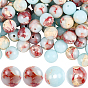 100шт. синтетические бусины из яшмы цвета аква-терра, круглые