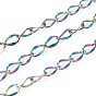 Ion Plating(IP) 304 Stainless Steel Curb Twisted Chains, Soldered, with Spool