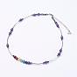 Yoga Chakra Jewelry, Natural Gemstone Beaded Necklaces, with Brass and Alloy Findings, Round