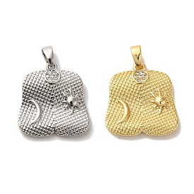 Rack Plating Brass Micro Pave Cubic Zirconia Pendants, Cadmium Free & Lead Free, Long-Lasting Plated, Jacket