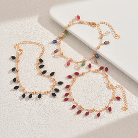 Браслеты с подвесками из пластиковых бусин в стиле бохо, браслеты из сплава и цепи для женщин, овальные, граненые