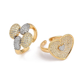 Латунные микро проложить манжеты кольца кубического циркония, широкие кольца для женщин, реальный 18 k позолоченный