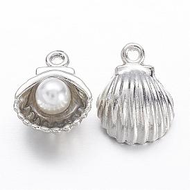 Alloy Charms, with Acrylic Pearl, Shell