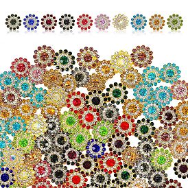 Gorgecraft 100Pcs 10 Colors Acrylic Cabochons, with Rhinestone, Flower, Golden