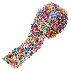 Resin Hotfix Rhinestone Beaded Trim, with Chips Shell Beads, Iron On Applique Chain Sewing Accessories, for Clothes Bag Shoes Wedding Party Decoration