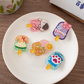 Cute Cartoon Popsicle Hair Clip for Kids - Acrylic Hairpin, Sweet Girl Accessories.