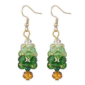 Серьги-подвески из нержавеющей стали и стекла, Рождественские елки, золотые