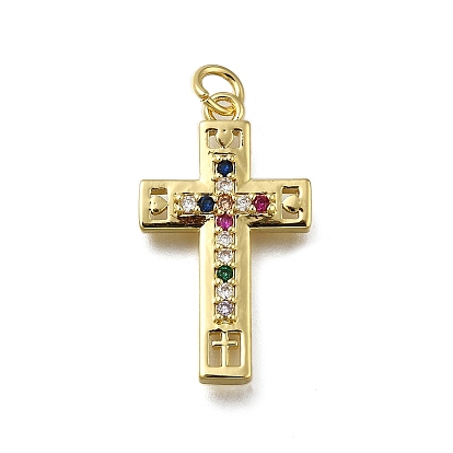 Латунные микропаве прозрачные подвески с фианитом, крест прелести, долговечный, стойки покрытие, без свинца и без кадмия, с целью перехода в кольце