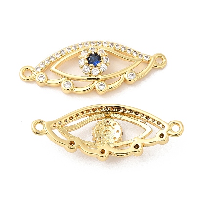 Brass Micro Pave Colorful Cubic Zirconia Connector Charms, Eye Links