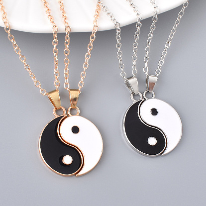 2 Комплект из колье с подвесками из сплава Инь-Ян, черного и белого цвета, для пары друзей