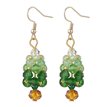 Серьги-подвески из нержавеющей стали и стекла, Рождественские елки, золотые