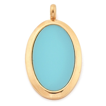 304 подвески из нержавеющей стали, с эмалью, овальный шарм, ионное покрытие (ip), золотые