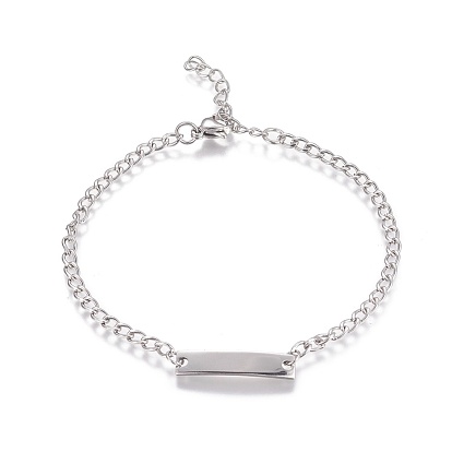 Placage ionique (ip) 304 bracelets à maillons en acier inoxydable, bracelets id, avec fermoir pince de homard